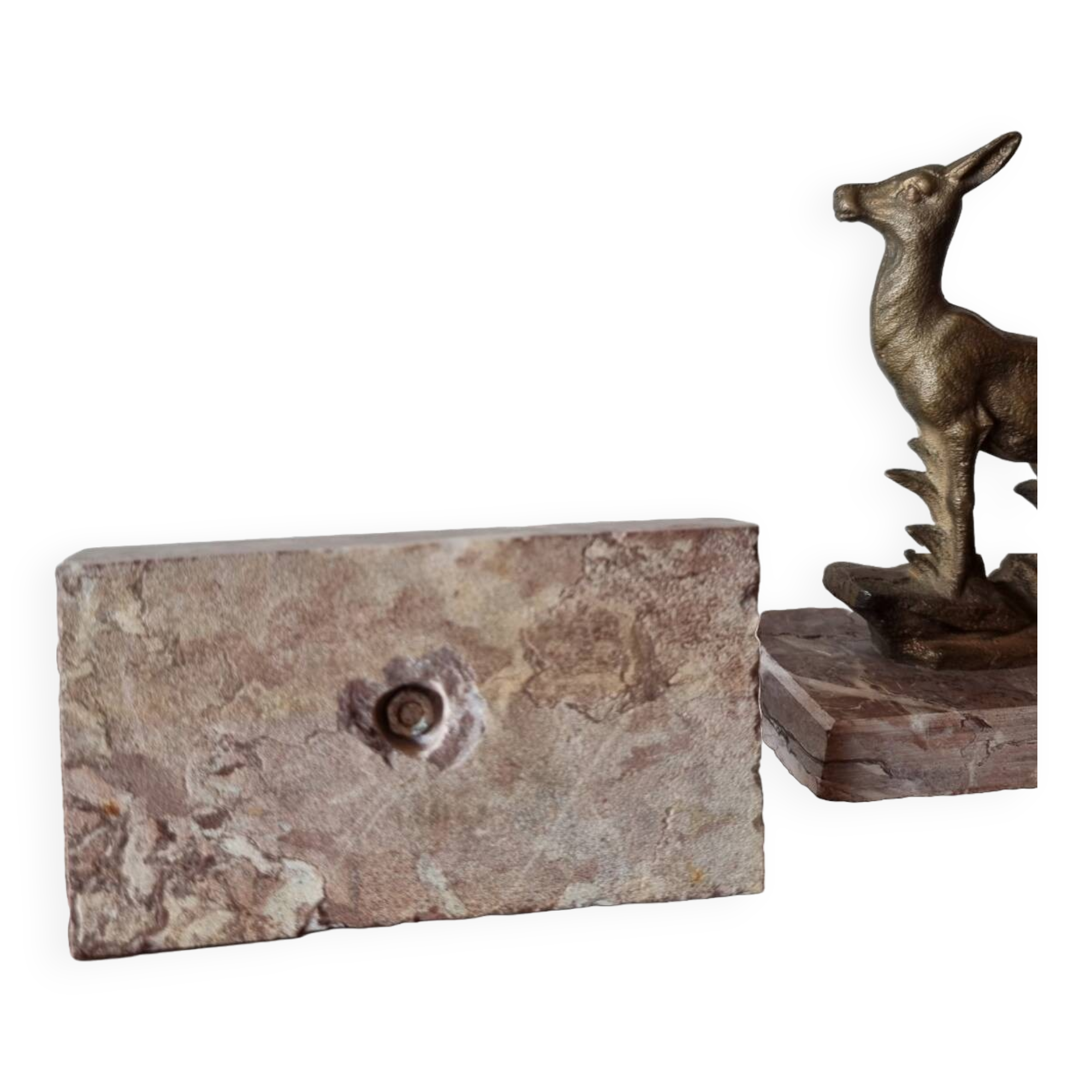 Art deco deer bookends on marble from the 70s
