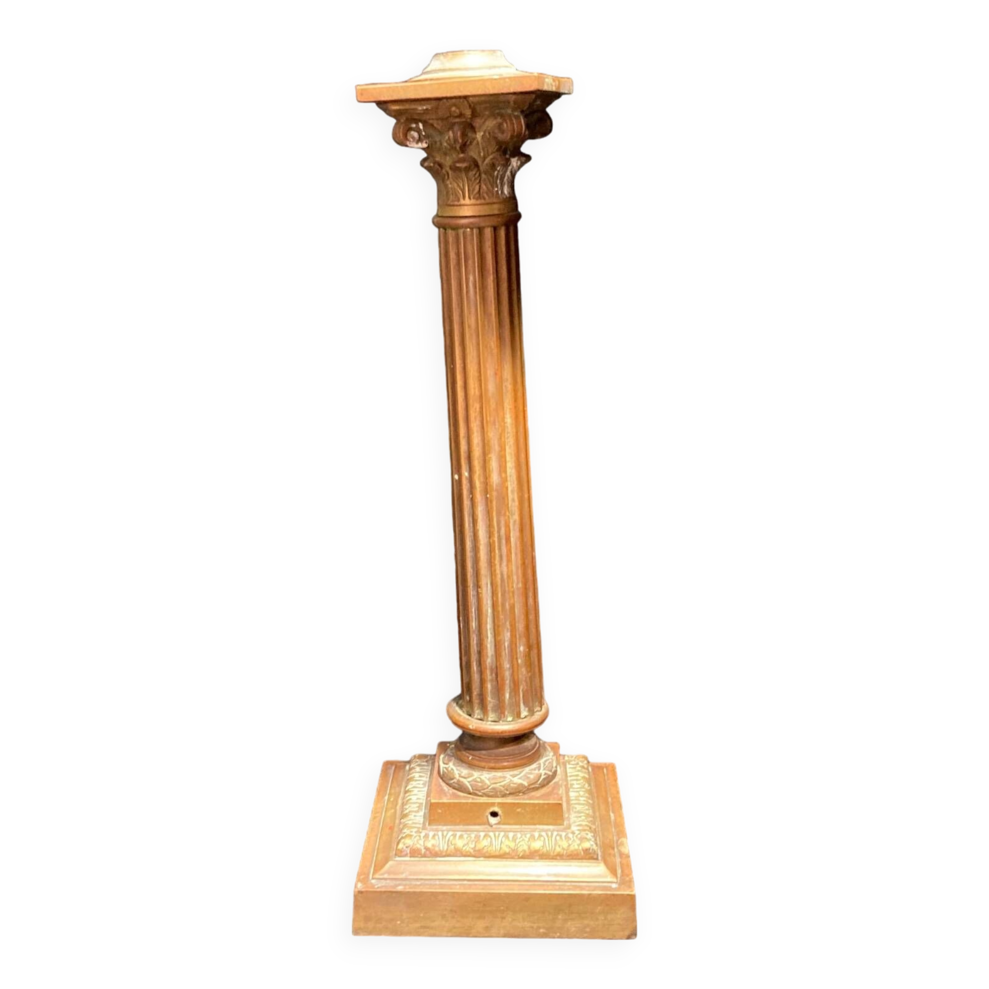 Bronze candle holder with floral motifs.