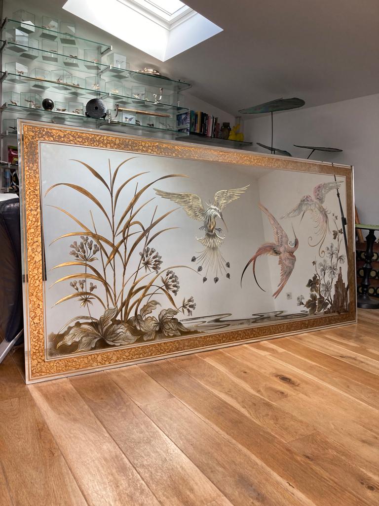 Mirror decorated with birds