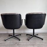 Pair of Executive Armchairs Charles Pollock Knoll Burgundy Leather