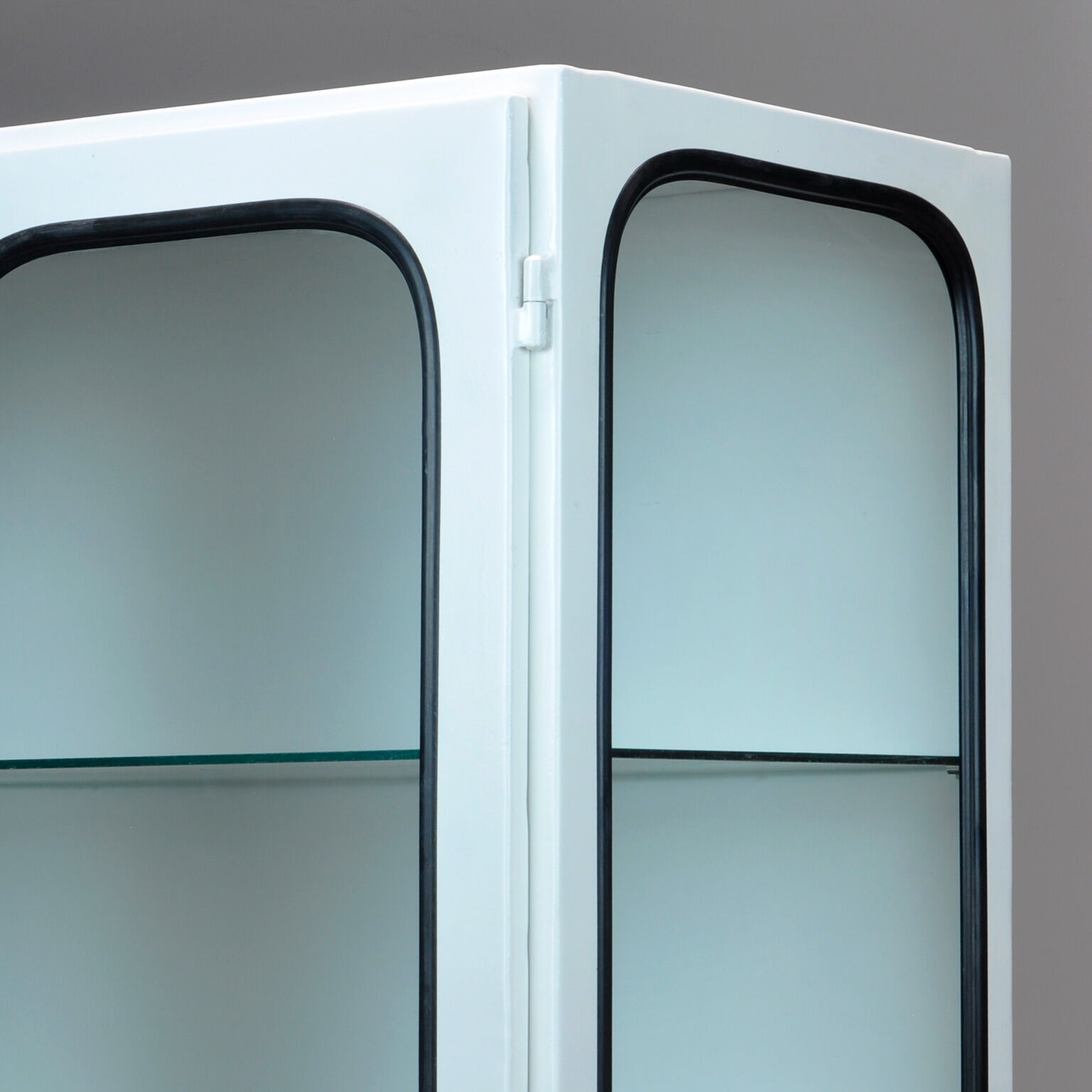 Glass and iron medical cabinet, 1970