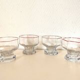 set of 4 ice cream cups, transparent glass dessert, octagon shape