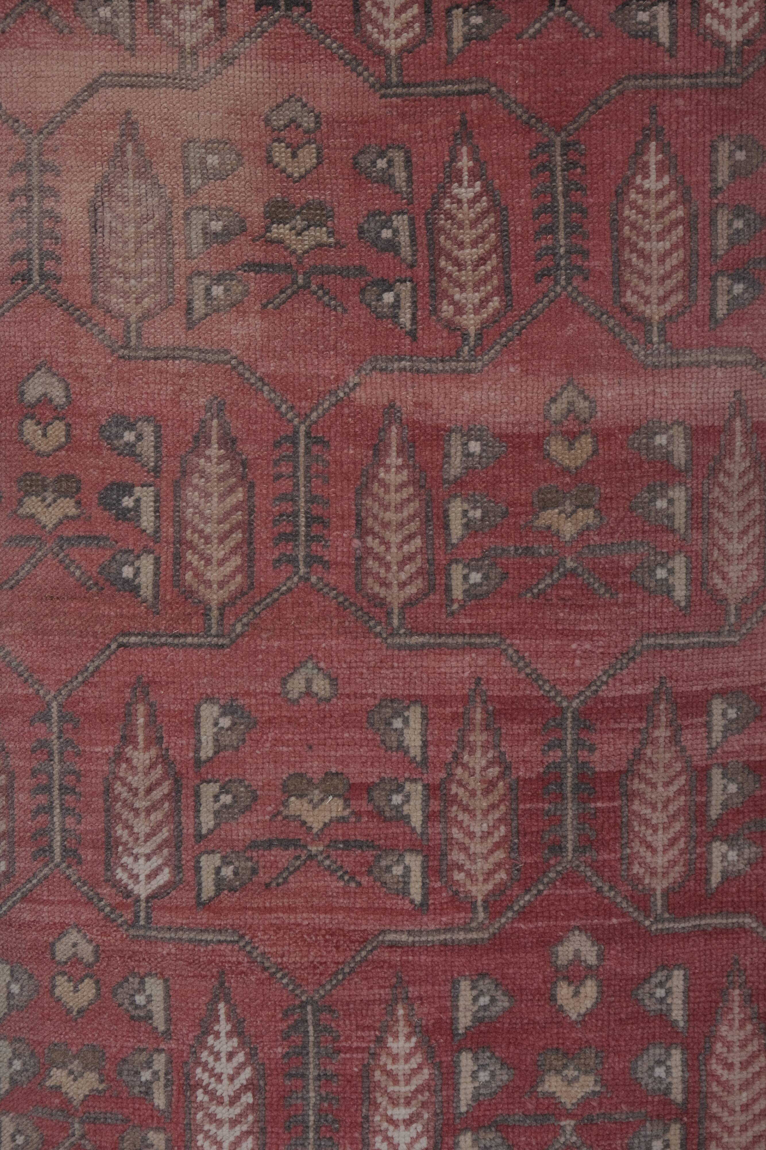 1970s Distressed Tree of Life Pattern Turkish Karapinar Rug 2'6'' x 6'7''