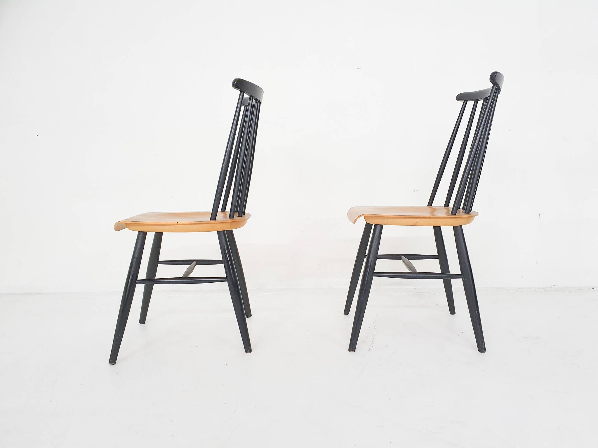 Set of two spindle back chairs, The Netherlands 1960's