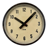 Black industrial factory wall clock from IBM, 1950s