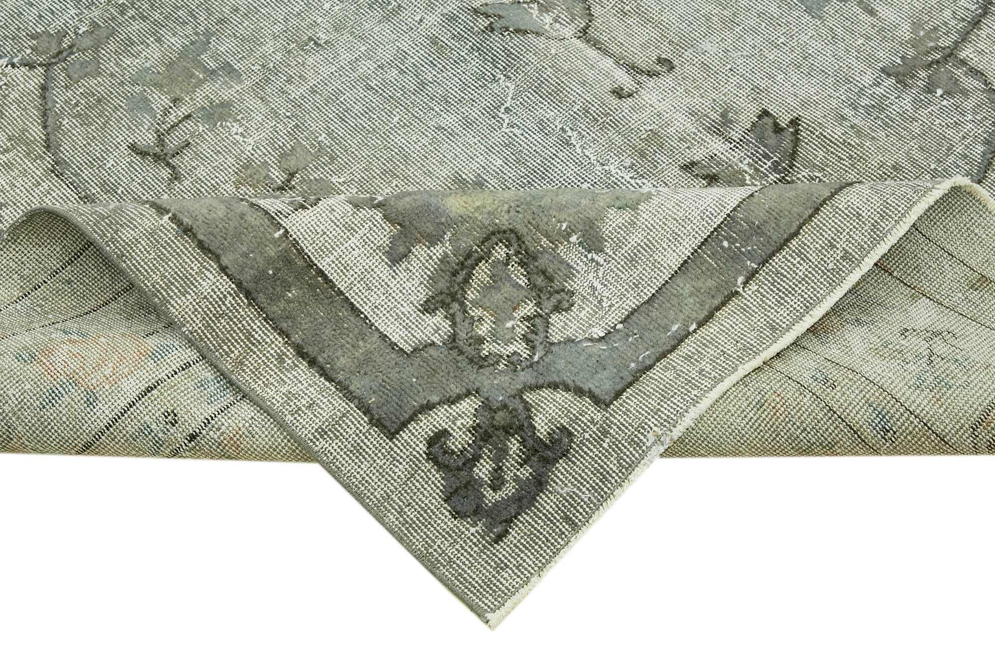 Handwoven overdyed anatolian 1970s 181 cm x 290 cm blue carpet