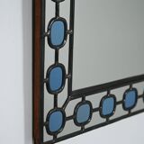 Scandinavian Mirror with light-blue leaded-glass frame
