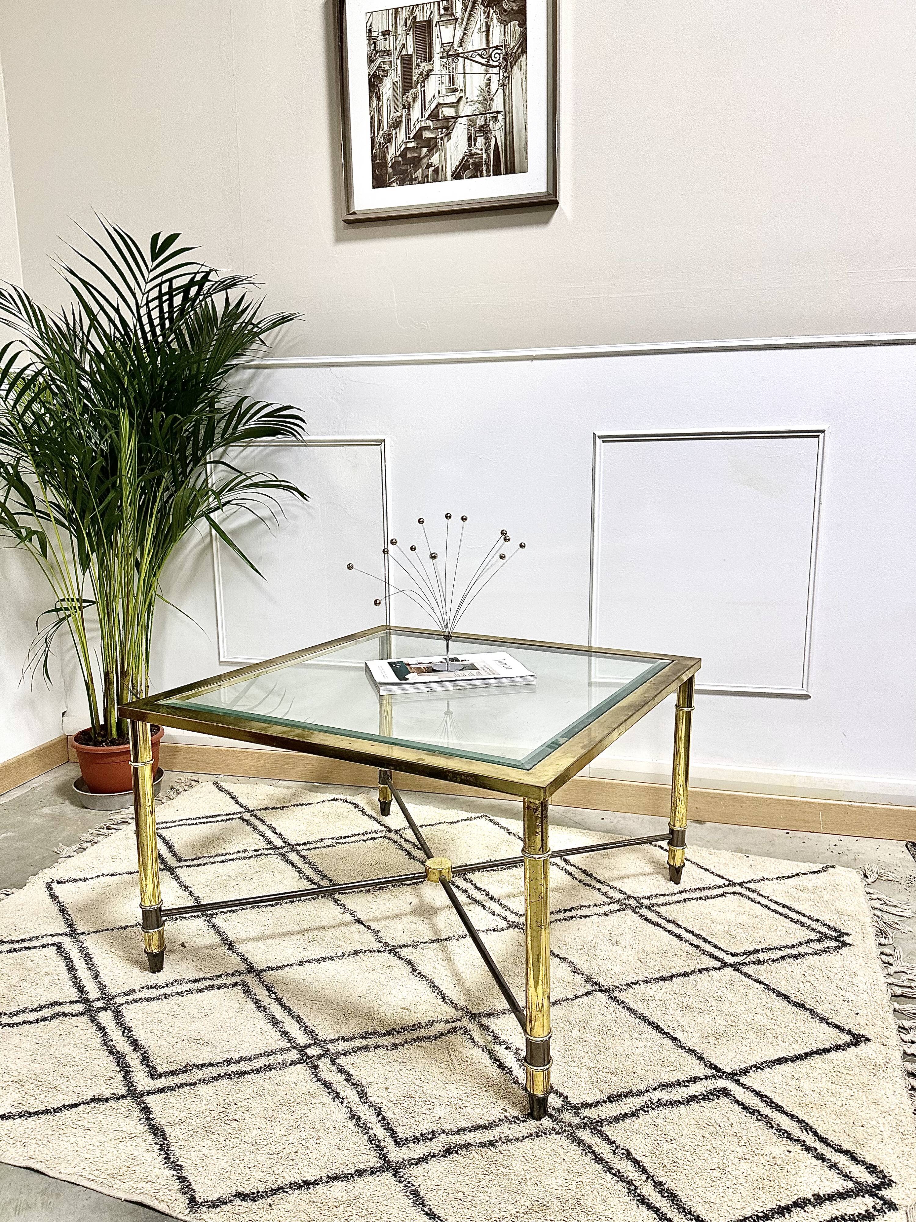 Brass coffee table glass tray