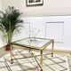 Table basse laiton plateau verre