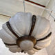 Art Deco chandelier 6 plates pressed glass bronze