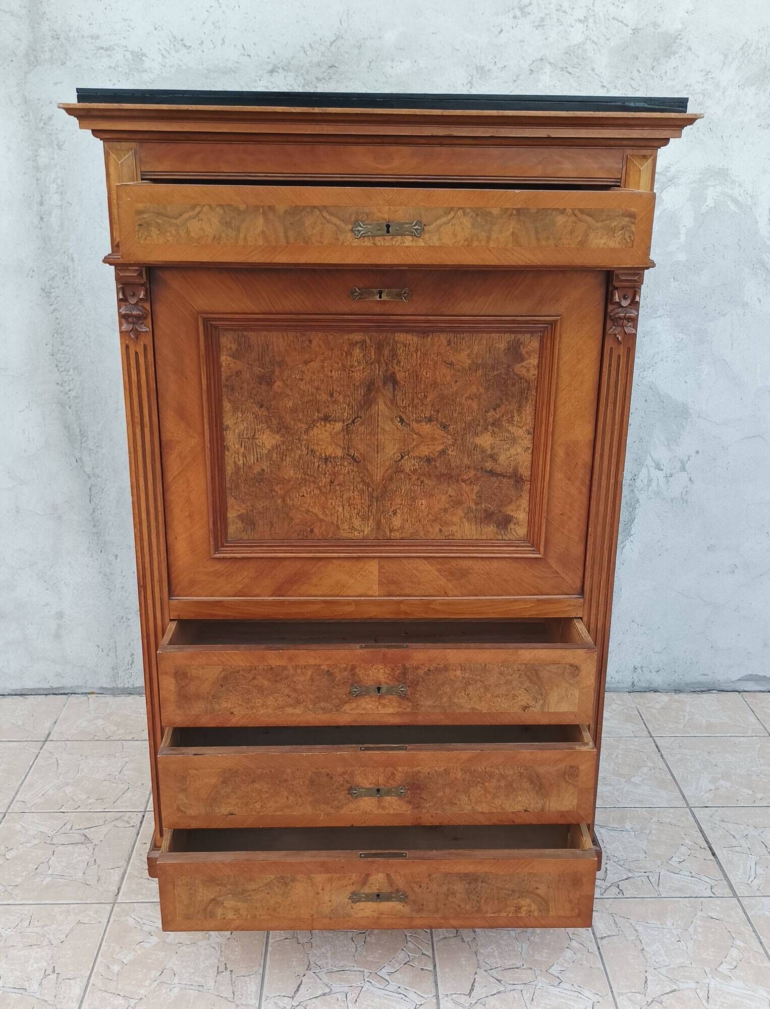 Grand secrétaire Louis XVI en noyer