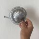 Stainless steel and glass shell butter dish with knife
