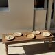 Petit vide poche ou plat en bois pétrifié beige orangé D20,5 -3308