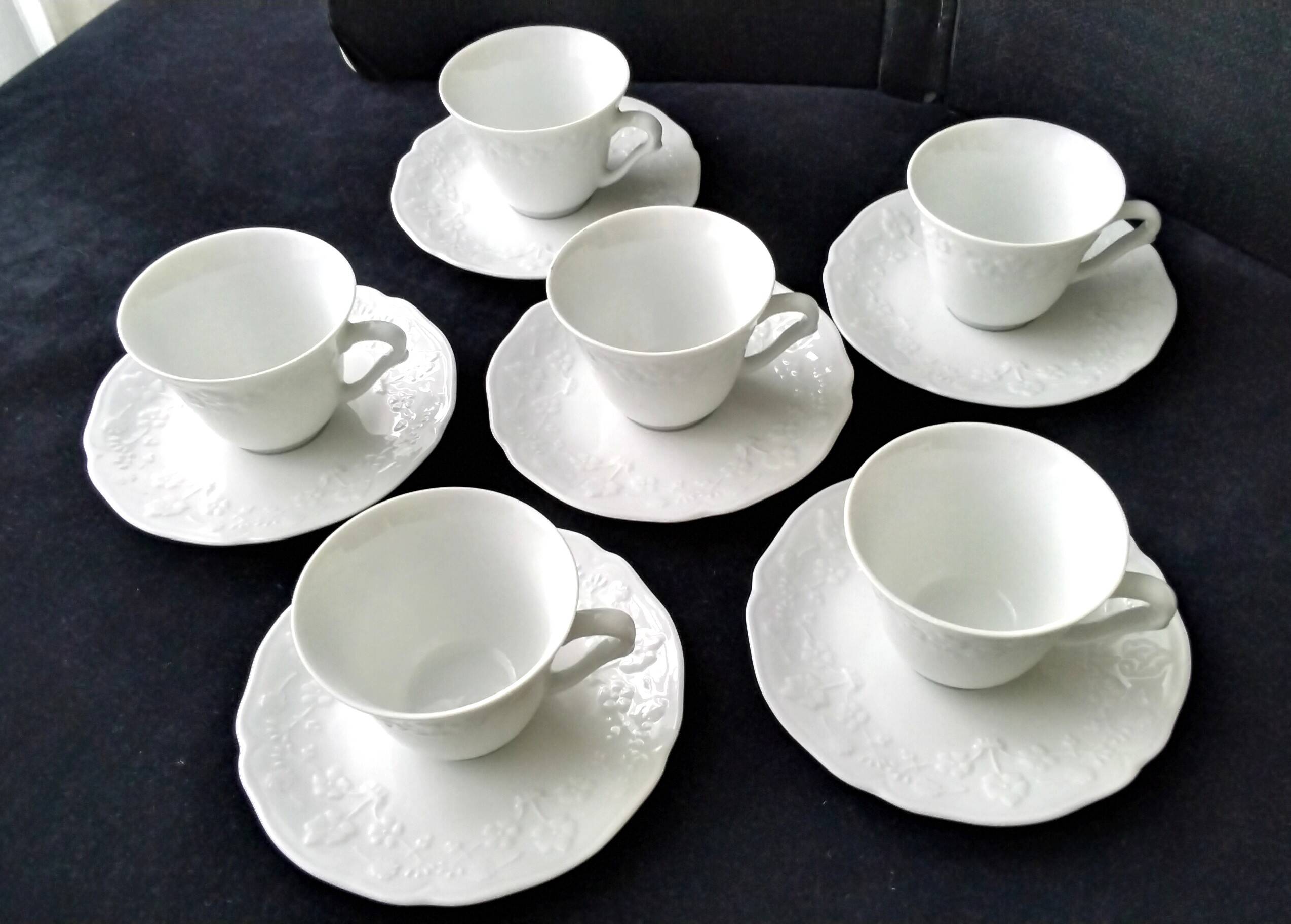 6 Tasses à café en porcelaine de Limoges