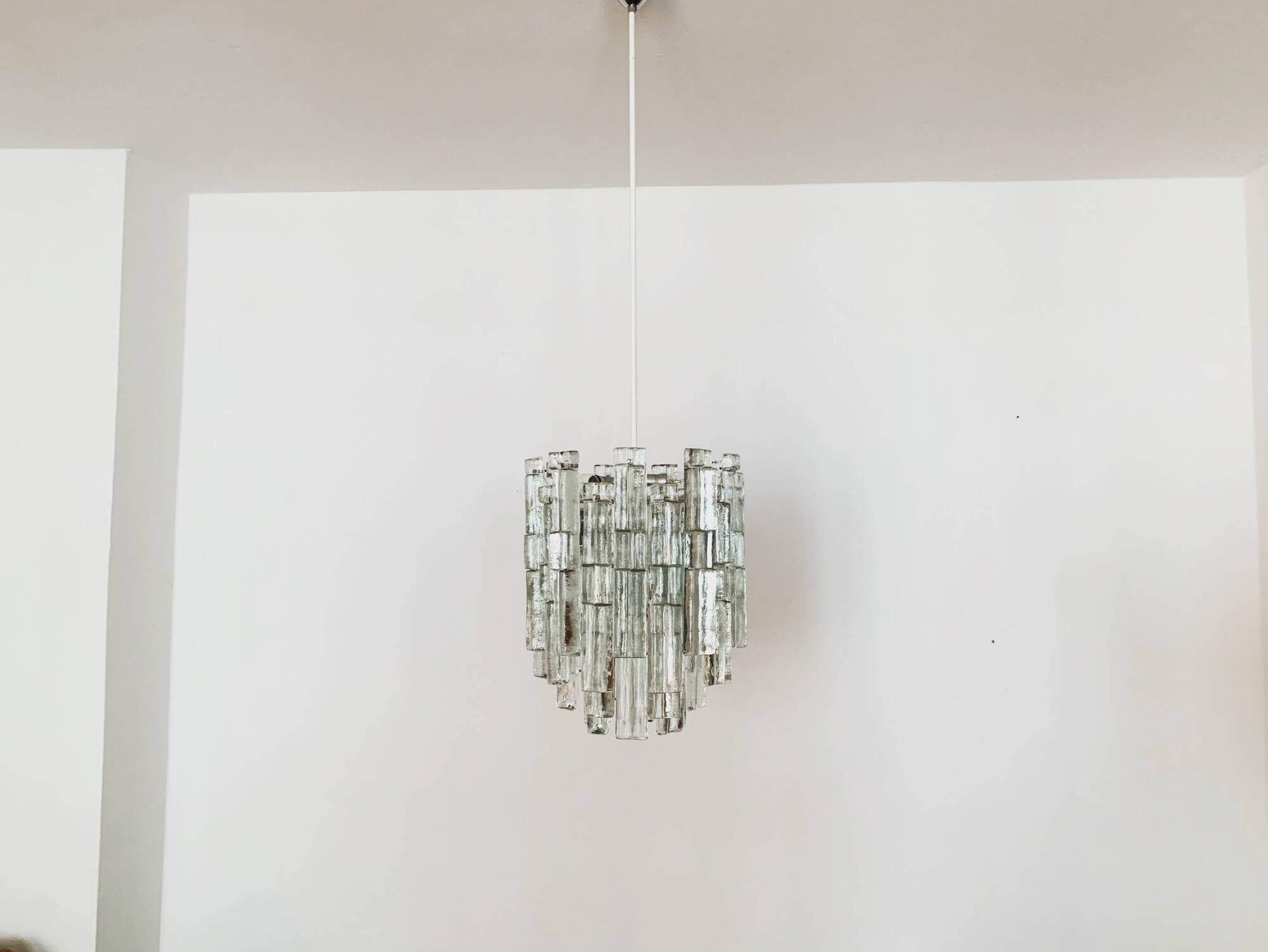 Large Ice Glass Chandelier by J.T. Kalmar