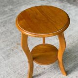 Sellette art déco ronde en bois massif 1950