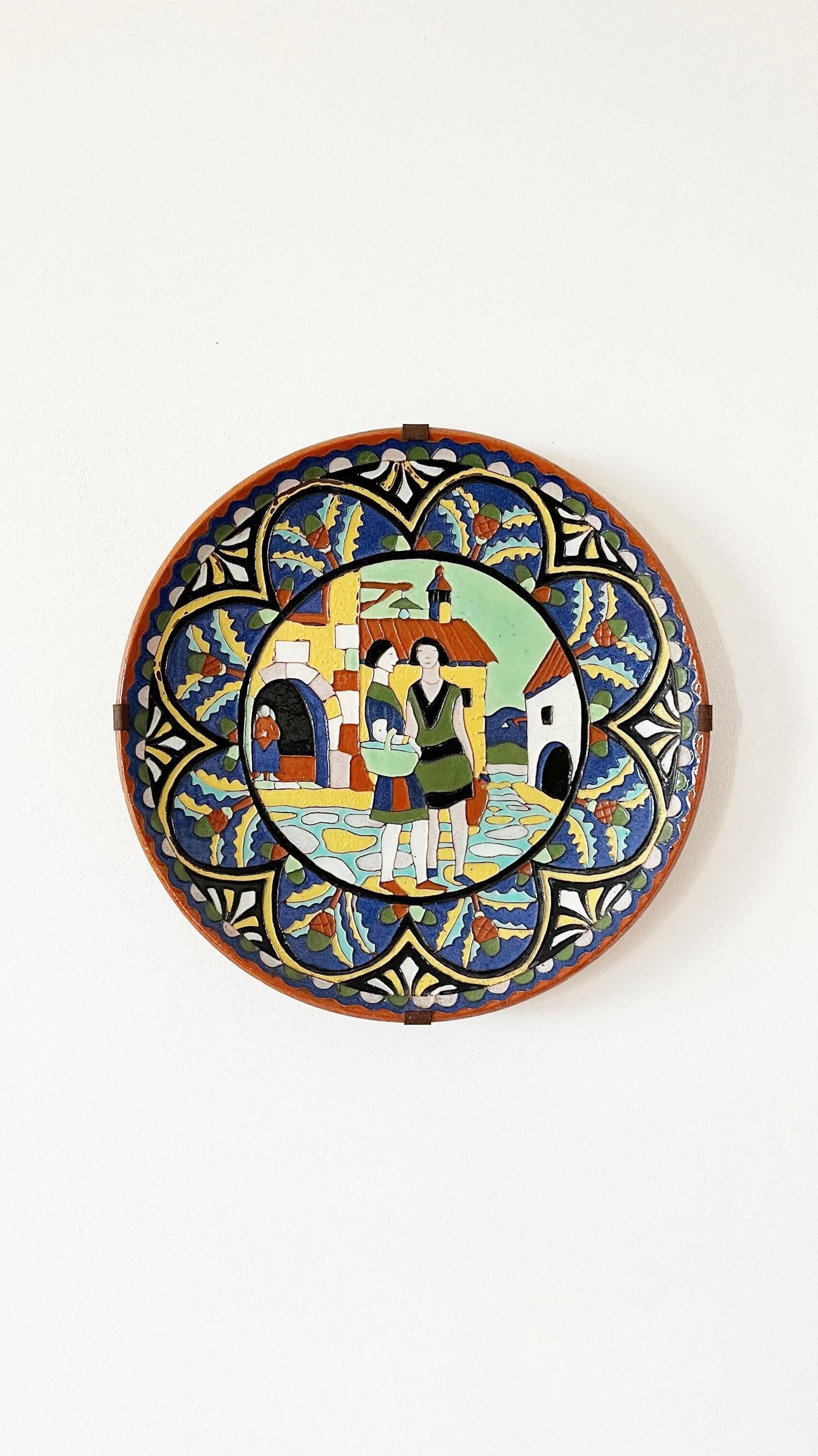 Large glazed terracotta dish