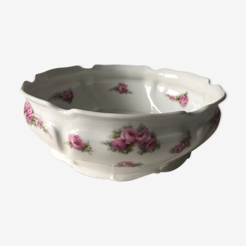 Flowered porcelain salad bowl, France