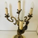 Large table lamps in solid bronze, decorated with acanthus leaves.