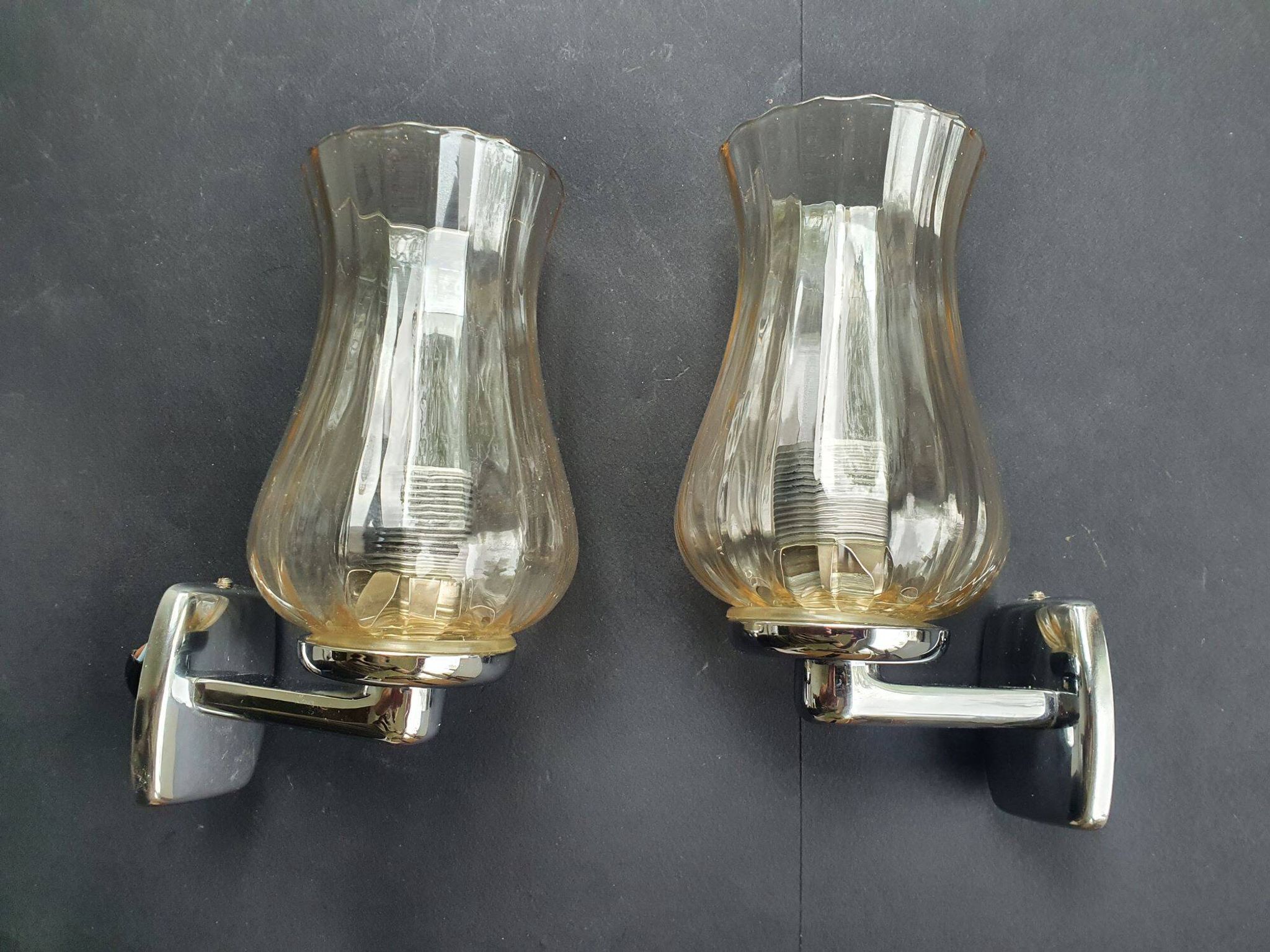 Pair of vintage chrome wall sconces
