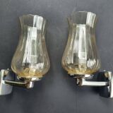 Pair of vintage chrome wall sconces