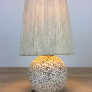 Art Deco ball lamp, white tense ceramic, wool lampshade