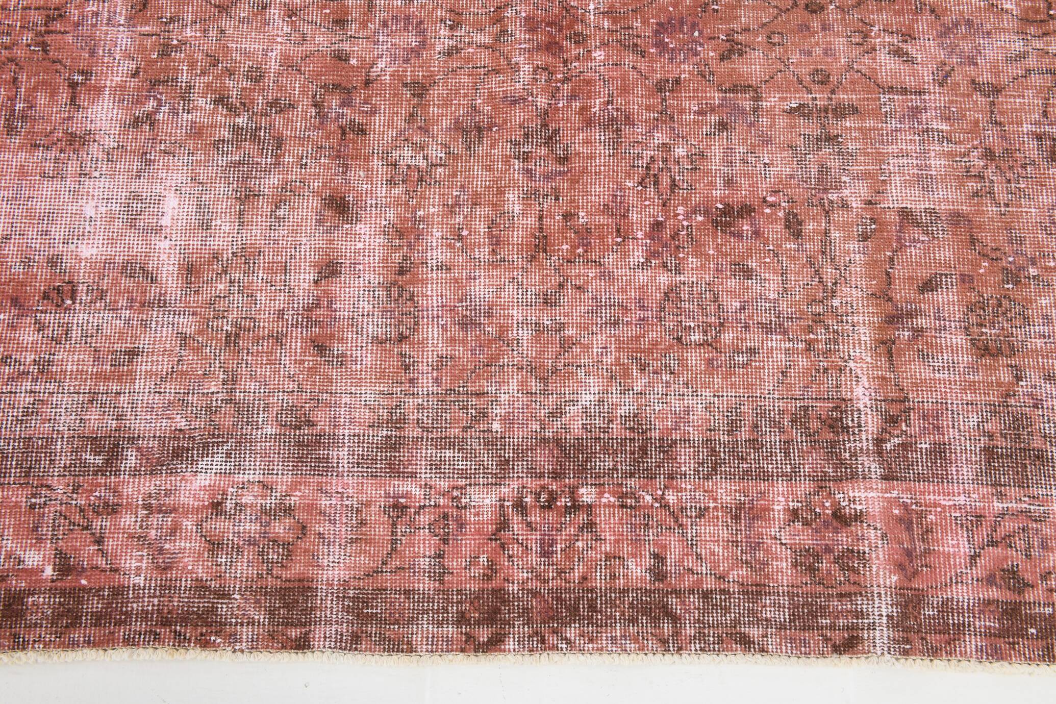 Dusty Rose Turkish Vintage Oversize Handmade Wool Carpet Rug, 198x297 Cm