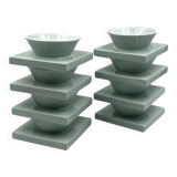 Set of 9 ceramic light blue ceramic bowls, I + I Italy, 1970s