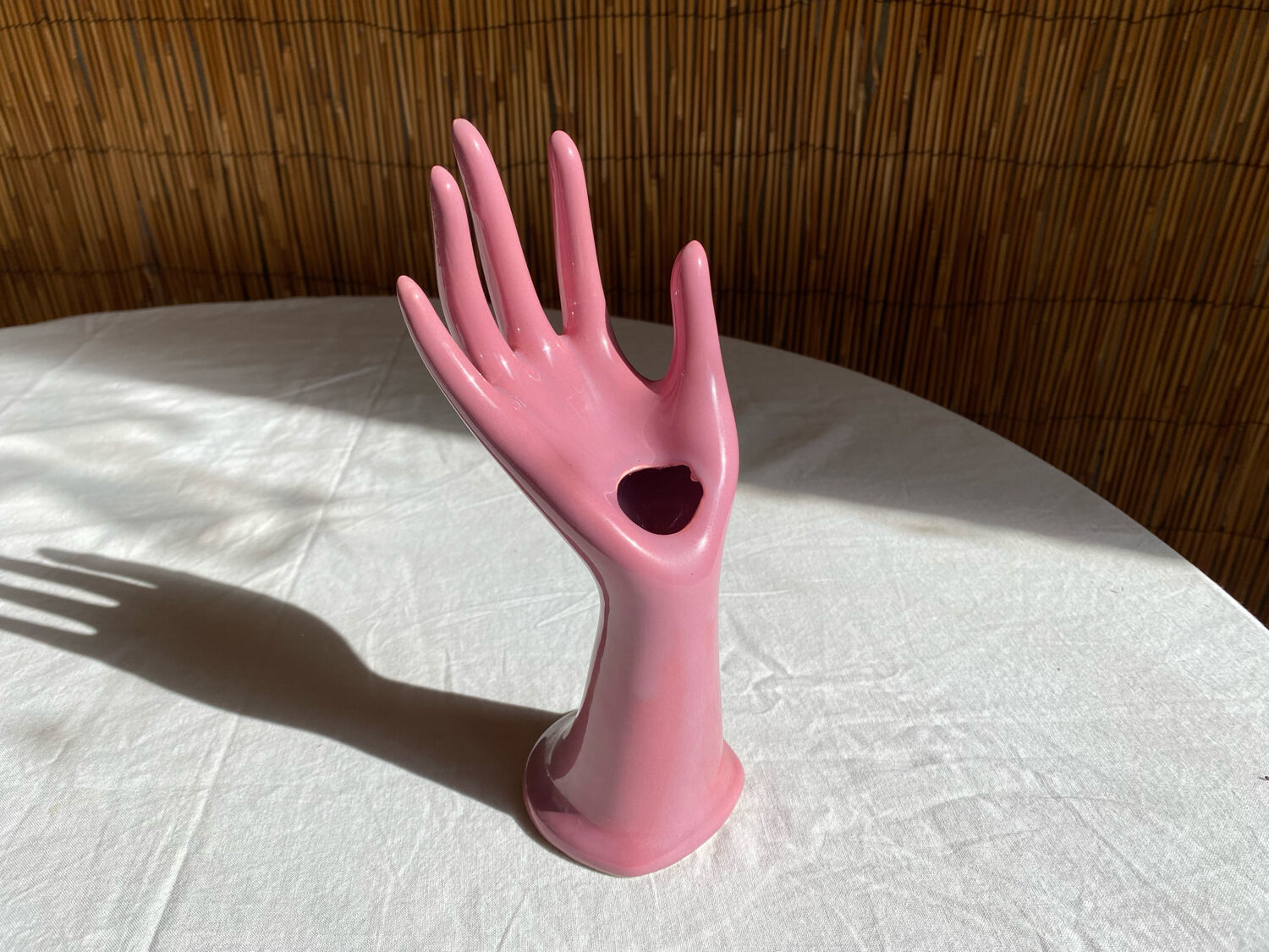 Vase soliflore fig hand in vintage ceramic 70s