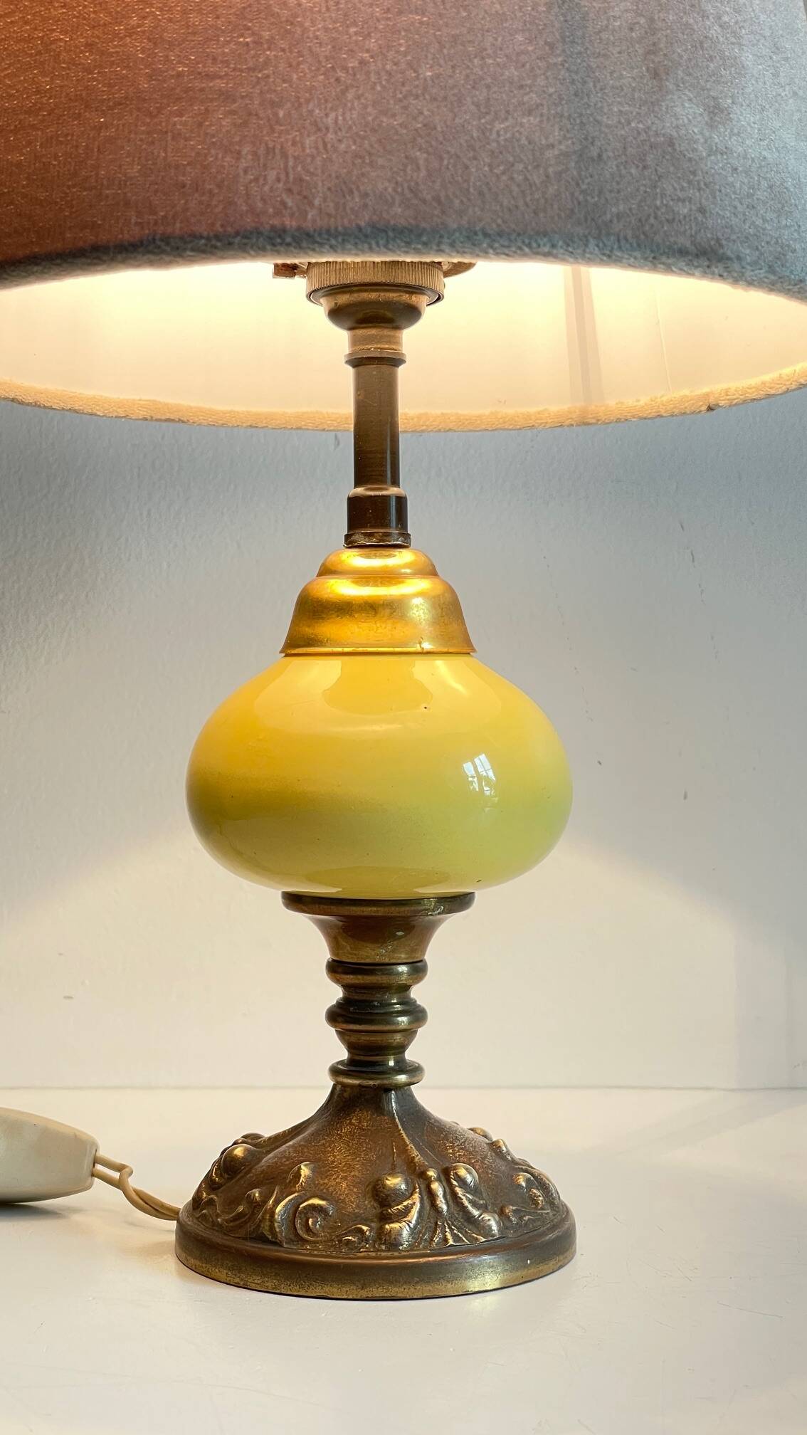 Old ceramic and bronze lamp