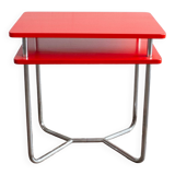 Functionalist Chrome Red Side Table Made In Czechoslovakia, 1930s