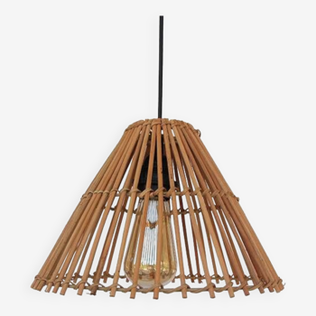 Rattan Pendant Lamp, 33x23 cm, Black Cable
