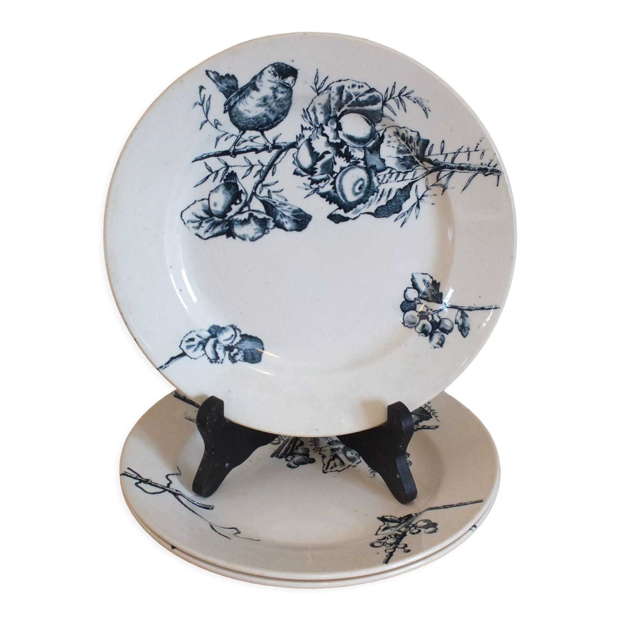 3 Flat plates in Iron Earth HB Choisy bird décor