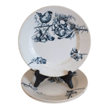 3 Flat plates in Iron Earth HB Choisy bird décor