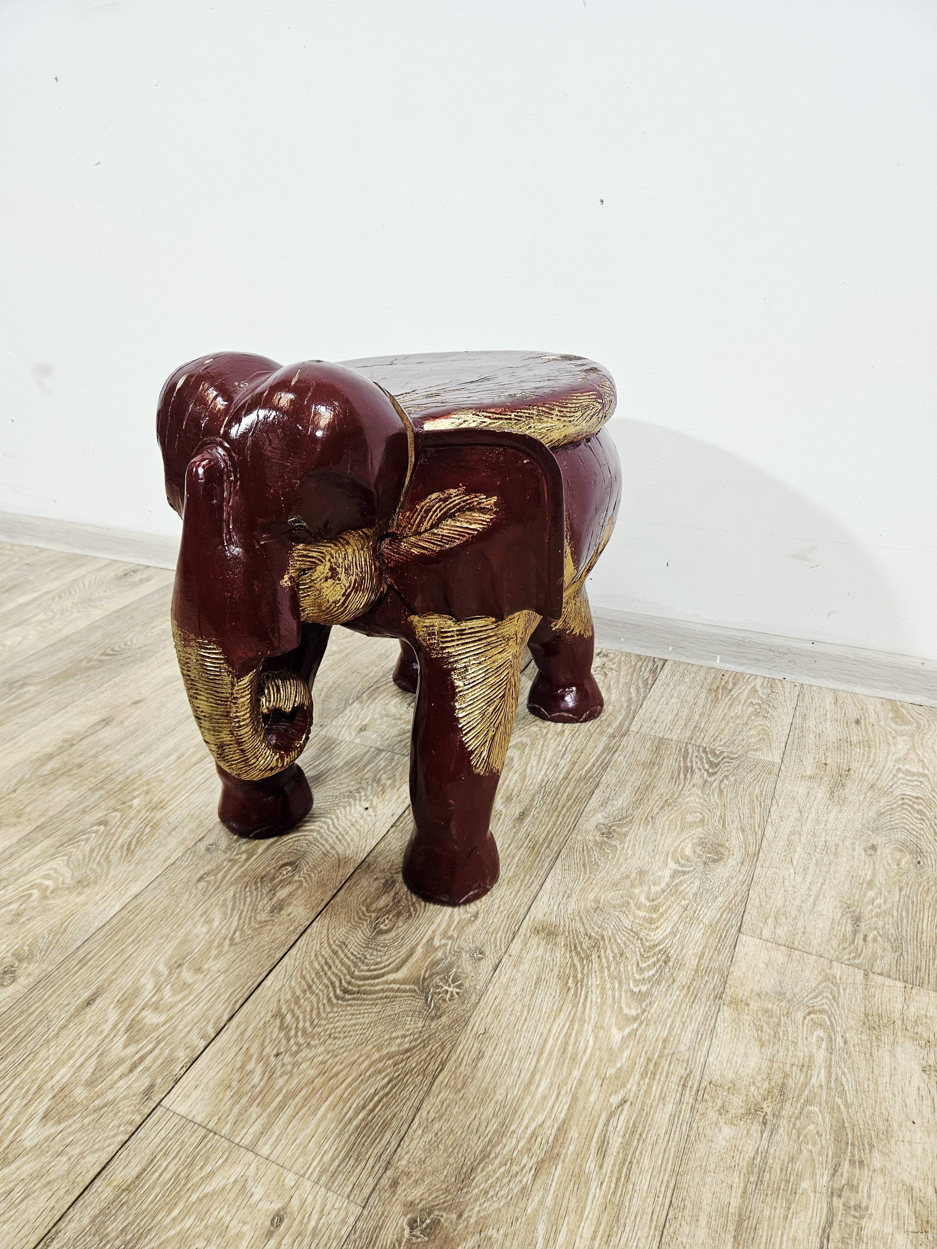 Antique elephant xl side stool / 19th century / unique boho chic piece.