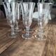Lot de 6 flûtes à champagne vintage en verre gravé feuillage opaque