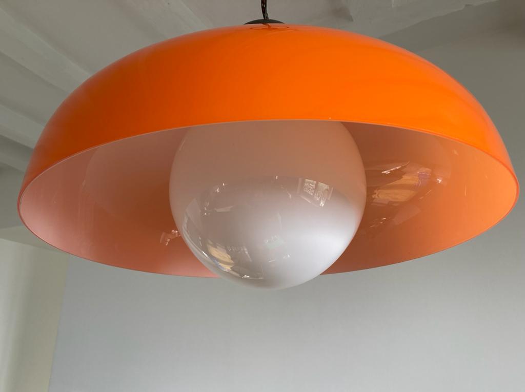 Murano Orange Pendant Light by Alessandro Pianon for Vistosi, Italy 1960s