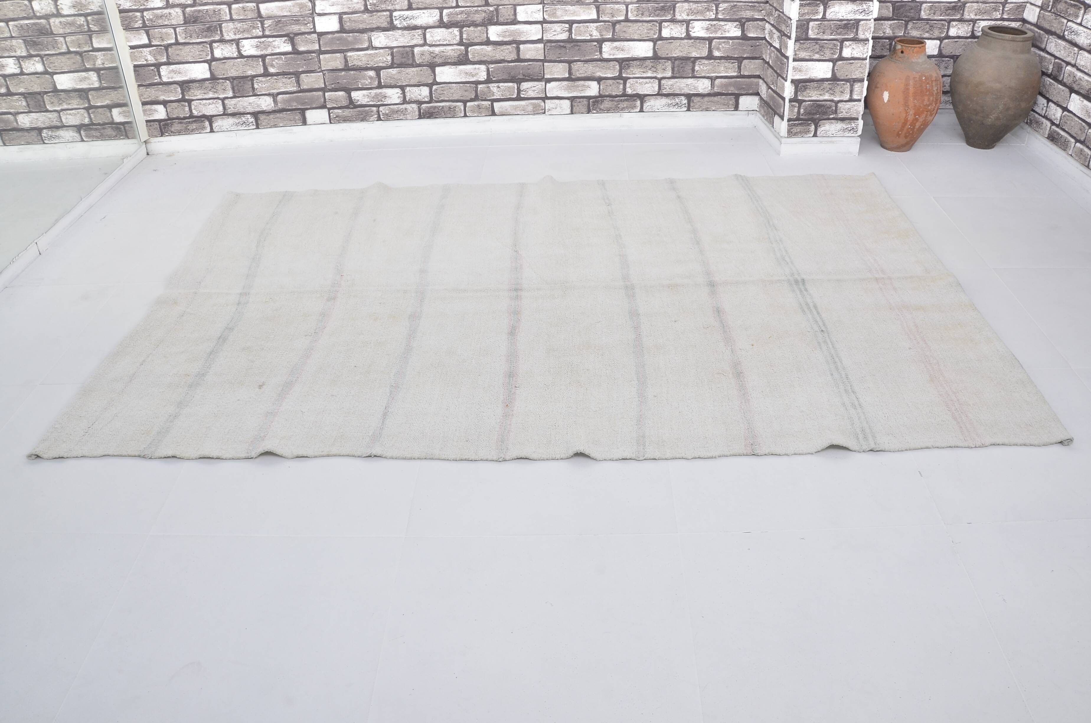 Stripe Neutral Vintage Hmep Kilim Rug sku 3678