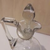 Hand-engraved glass ewer carafe with cap
