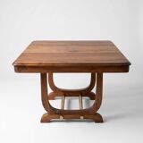 Art Deco extendable table in solid wood and brass.