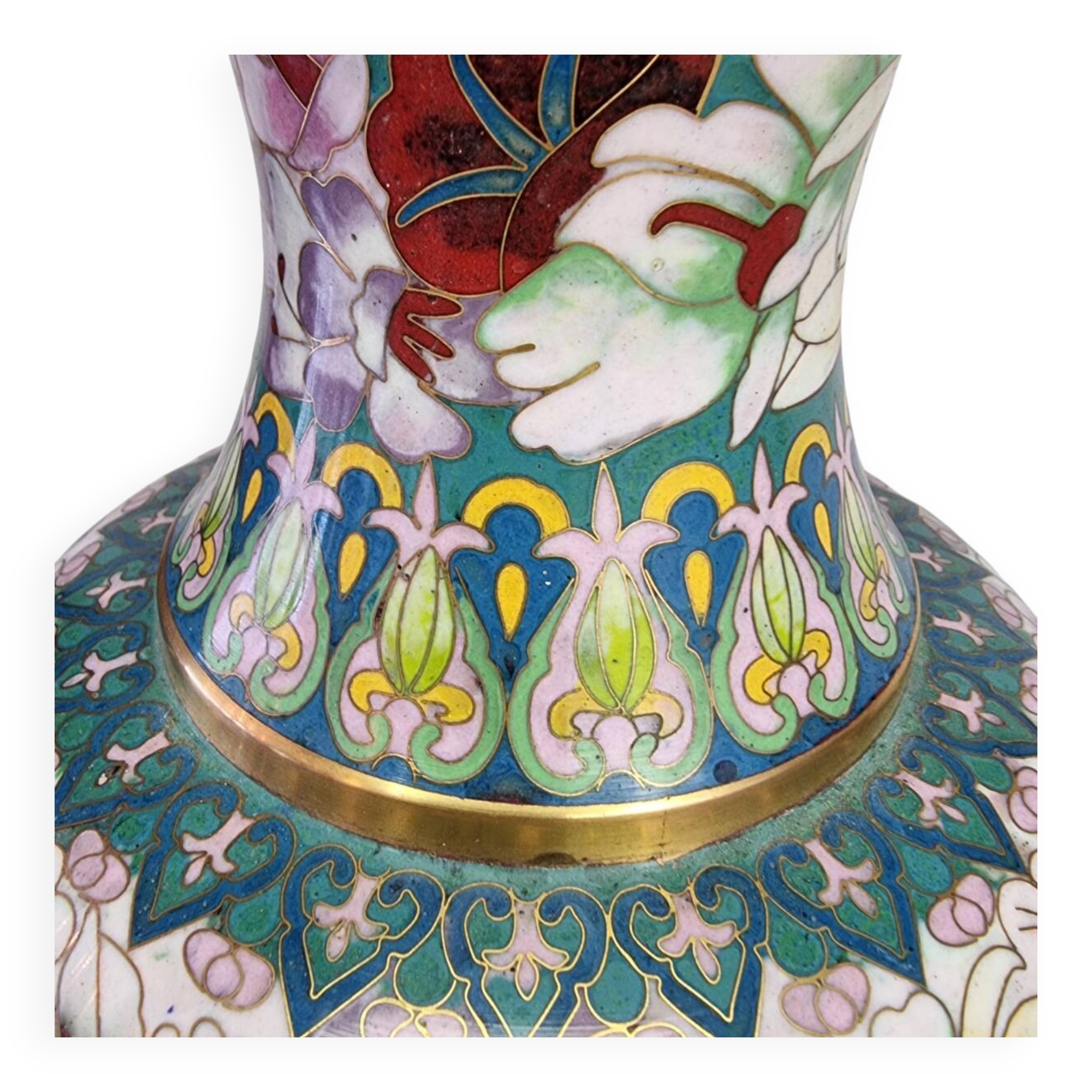 Vintage Cloisonné Vase Pastel, 1950s