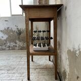 Oak spindle leg console