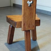 Tripod chair for children, Scandinavian chalet brutalist design.