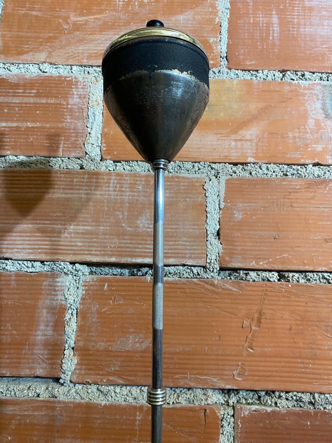 Vintage Cast Iron Stand Ashtray + Chrome Metal Arm