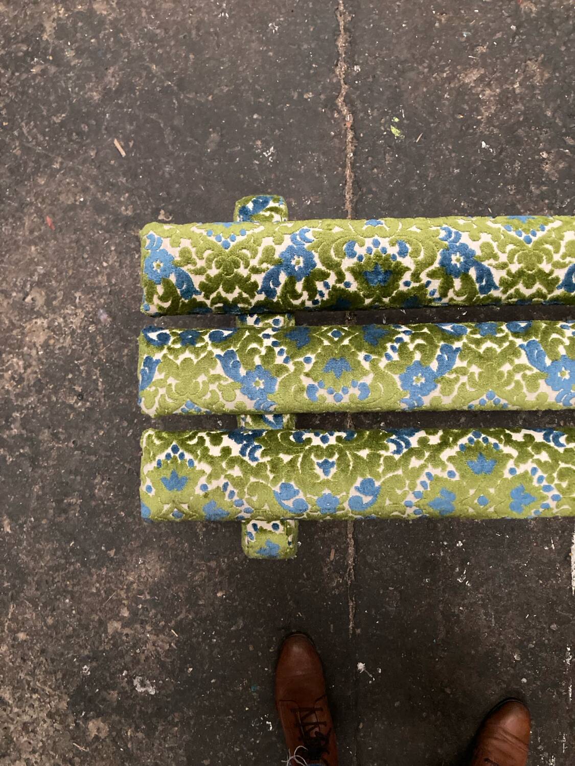 Floral velvet bench