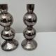 Set of 3 candlesticks in 20th century eglomise glass, vintage space age retro