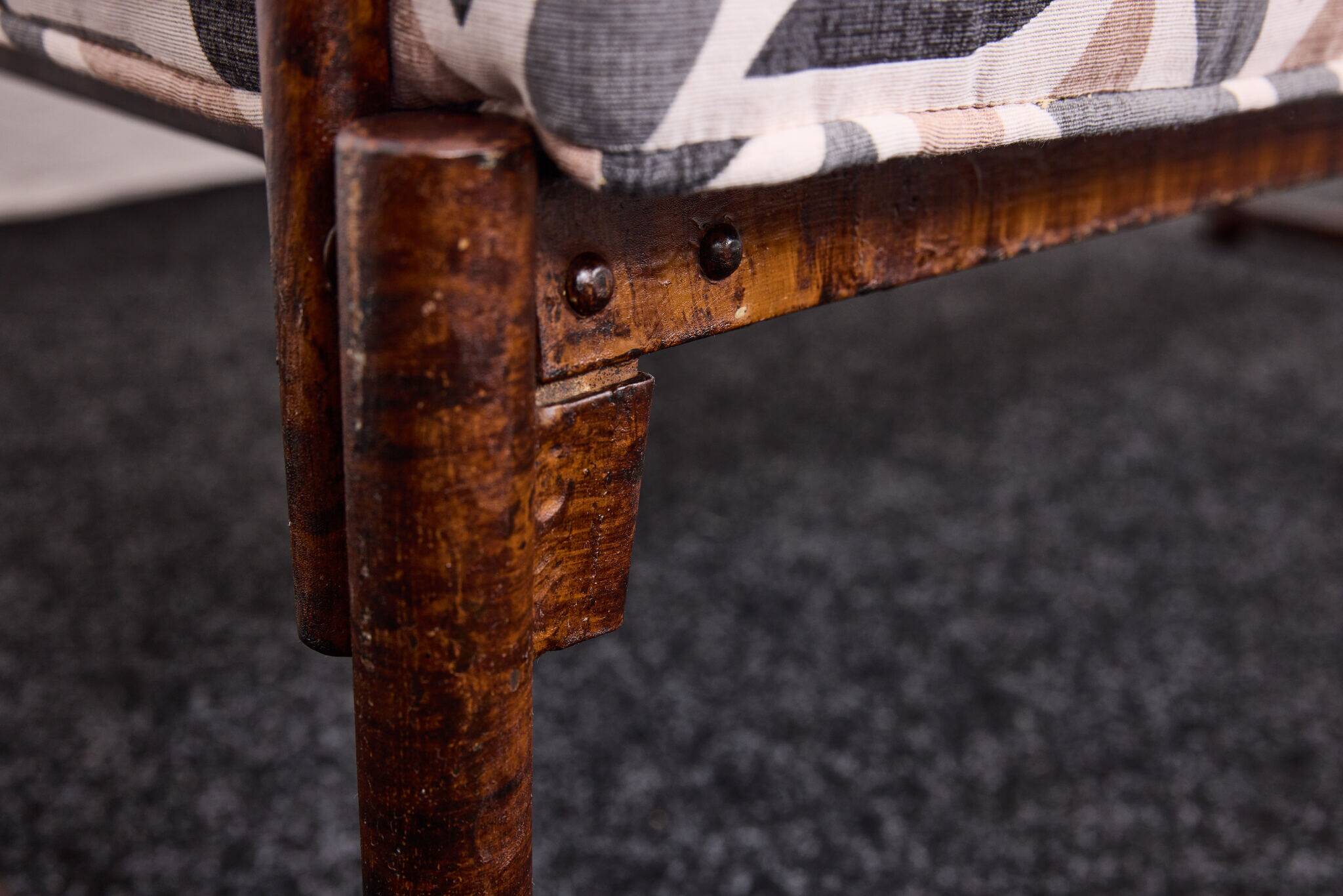 Bauhaus-style tubular steel sofa with hand-paint veneer pattern, 20s
