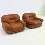 Cognac brown leather Sapporo armchair for Mobil Girgi