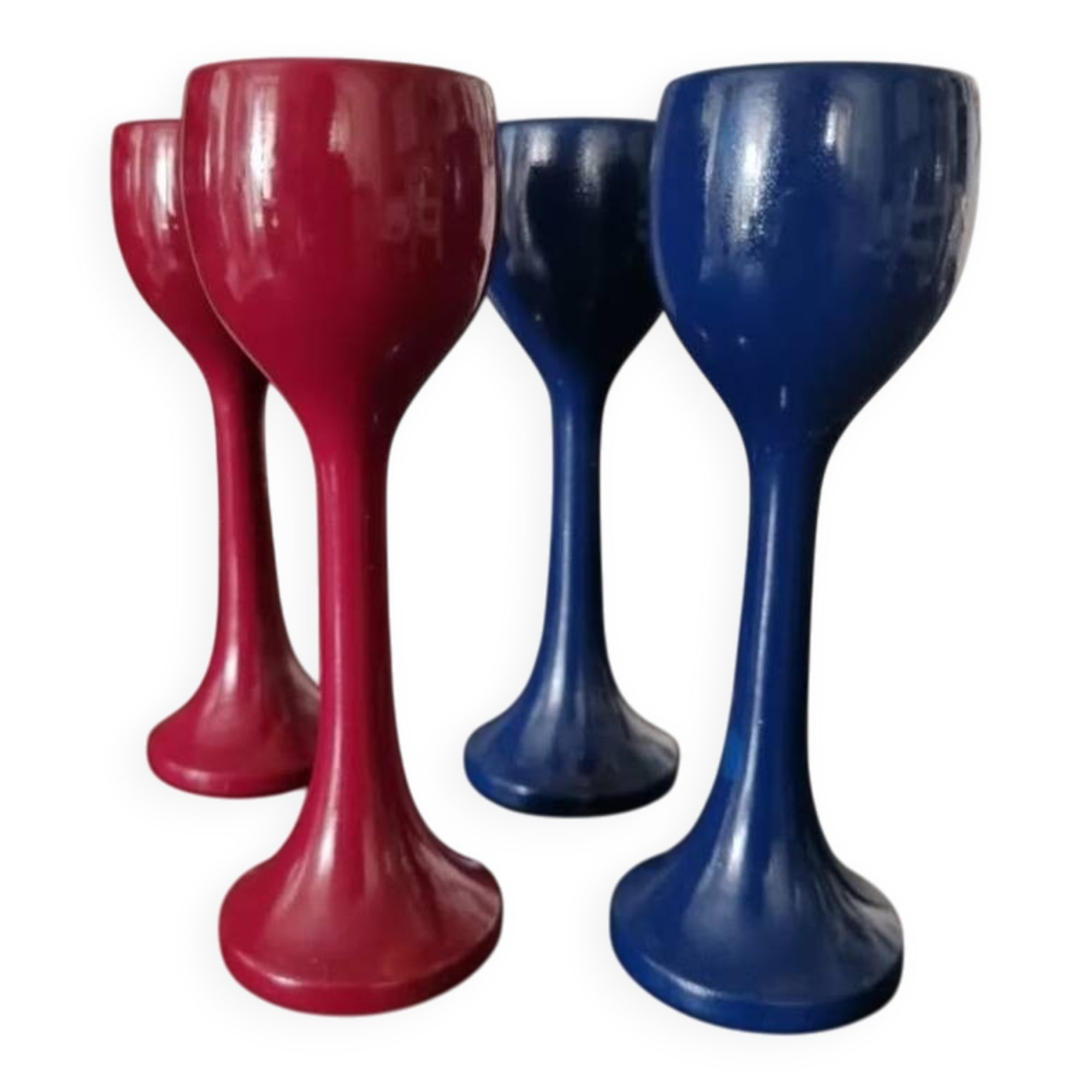 Set of 4 wooden egg cups