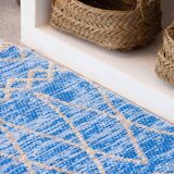Recycled cotton handmade rug - Reversible - Blue